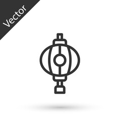 Grey line Korean paper lantern icon isolated on white background. Vector