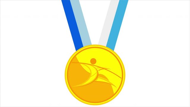 Pole vault gold medal, art video illustration.