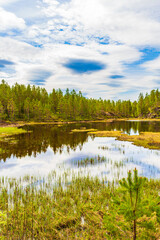 Fototapeta na wymiar Blue sky reflection lake river reflection nature landscape Nissedal Norway.