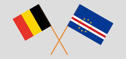 Crossed flags of Belgium and Cape Verde. Official colors. Correct proportion