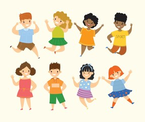 Fototapeta premium Happy little kids collection set. isolated on white background