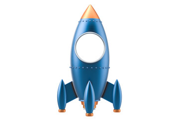 Retro toy spaceship rocket with empty porthole, 3D rendering © alexlmx