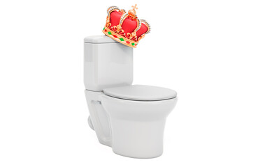 Fototapeta na wymiar Toilet bowl with golden crown, 3D rendering