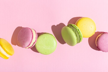 Sweet and colourful french macaroons or macaron dark shadow