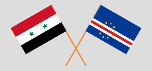 Crossed flags of Syria and Cape Verde. Official colors. Correct proportion