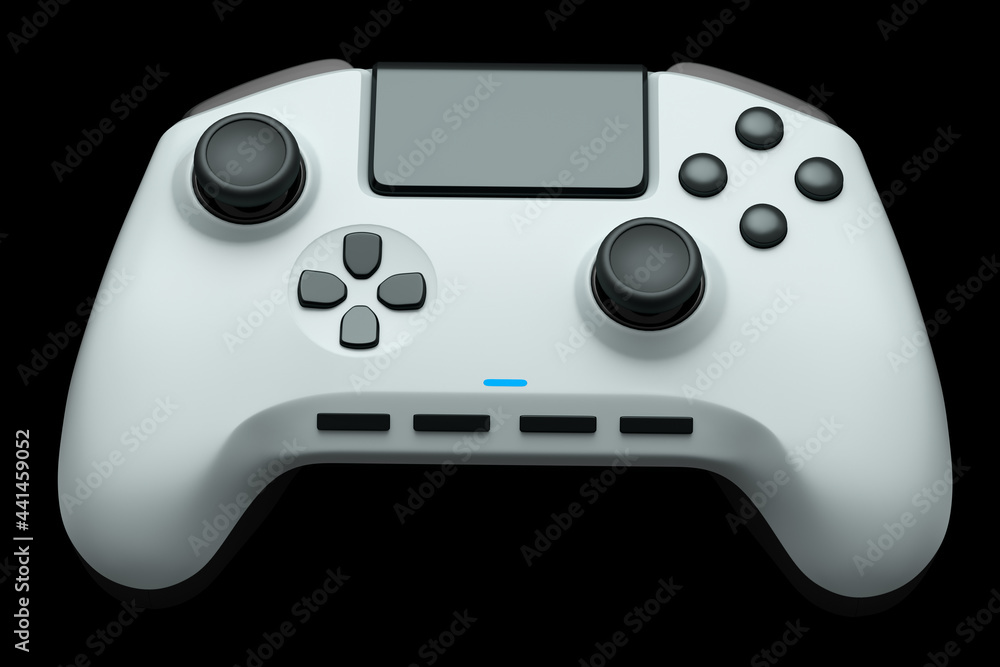Poster realistic joystick for video game controller on black background