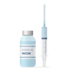 Coronavirus vaccine concept. Colored vector flat illustration. Isolated on white background.