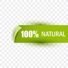 Fototapeta na wymiar 100% Natural isolated sign, ecological organic quality sign, vector illustration.