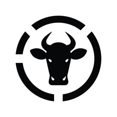 Bull chart, cow, livestock icon. Black vector graphics.