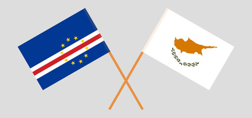 Crossed flags of Cape Verde and Cyprus. Official colors. Correct proportion