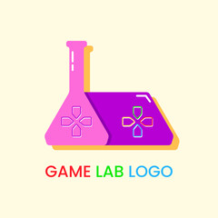 Fototapeta na wymiar Game Lab Logo Concept. Purple, Pink, Red, Green, and Blue. Logo, Icon, Symbol and Sign