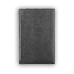 Black leather notebook mockup with copy space, white isolated background photo