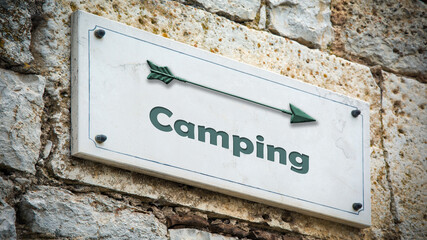 Fototapeta premium Street Sign to Camping
