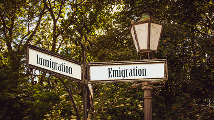 Street Sign Emigration versus Immigration