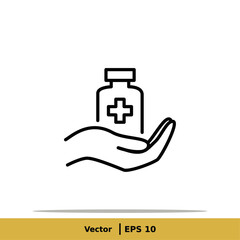 Obraz premium Vaccine, Vaccination, Inoculation, Inject, Syringe Icon Illustration. Injection Sign Symbol Logo Template. Vector Line Icon EPS 10