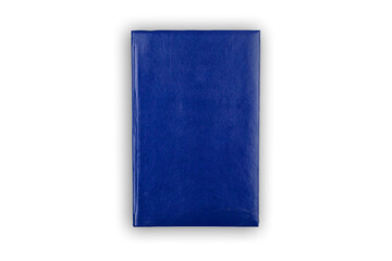 Blue leather notebook mockup with copy space, white isolated background photo
