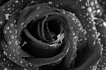 beautiful velvety black rose in dew