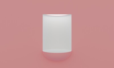 lluminated niche in a pink wall for product presentation.