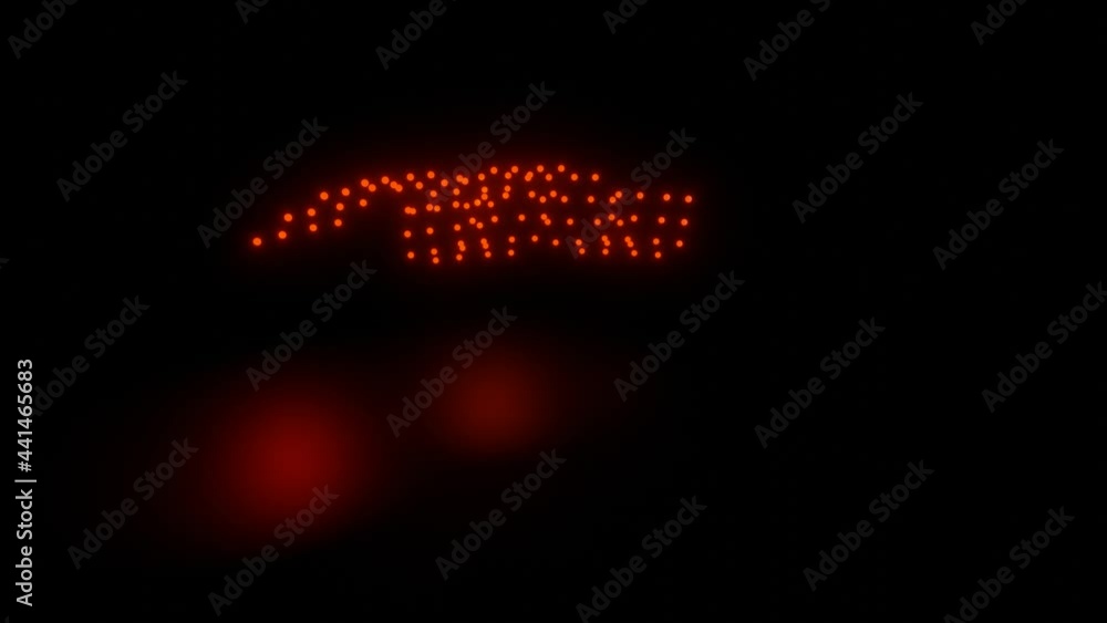 Poster rows of glowing red spheres fly rapidly against a black background. looped abstract animation. 3d re