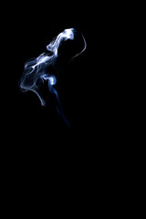 Smoke steam. Blur white smoke, abstract fog or steam mist cloud isolated on black background. Steam flow in pollution, vapor cigarette, gas, dry ice.