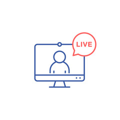 Live webinar icon. Flat vector concept line illustration