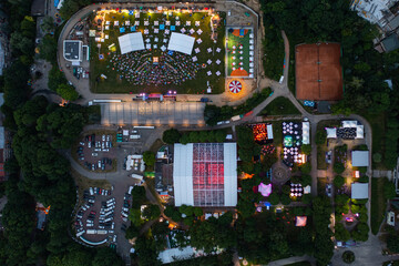 Leopolis Jazz Fest 2019. Stage dedicated to Eddie Rosner. Picnic zone. Aerial view from drone