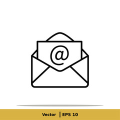 Mail, Message, Letter and Inbox Icon Illustration Logo Template. Envelope Sign Symbol. Vector Line Icon EPS 10