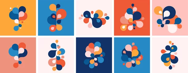 Foto op Plexiglas Set van abstracte moderne grafische elementen en vormen. Abstracte banners met vloeiende vloeibare vormen © Marina Zlochin