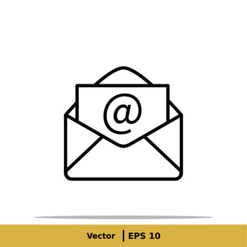 Mail, Message, Letter and Inbox Icon Illustration Logo Template. Envelope Sign Symbol. Vector Line Icon EPS 10