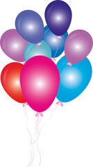 Birthday decoration colorful balloon illustration background.