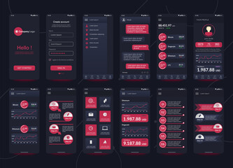 Design of mobile app Cryptocurrency wallet, Chat room, UI, UX, GUI. Set. User registration screens with login and password input, account sign in, sign up, home page. Template Application. UI Design