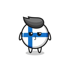 the bored expression of cute finland flag badge characters
