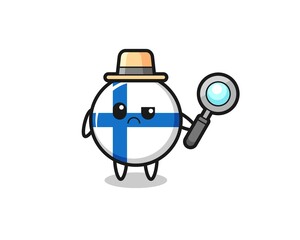 the mascot of cute finland flag badge as a detective