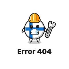 error 404 with the cute finland flag badge mascot