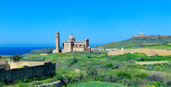 Roman Catholic Parish Church And Minor Basilica National Shrine Of The Blessed Virgin Of Ta' Pinu On The Island Of Gozo, The Sister Island Of Malta