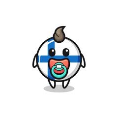 baby finland flag badge cartoon character with pacifier