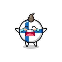 the illustration of crying finland flag badge cute baby