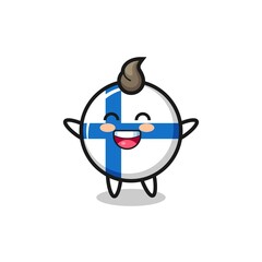 happy baby finland flag badge cartoon character