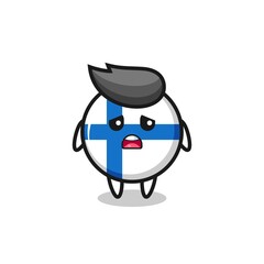 disappointed expression of the finland flag badge cartoon