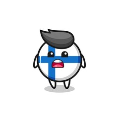 finland flag badge illustration with apologizing expression, saying I am sorry