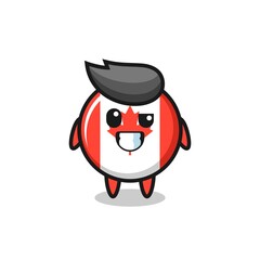 cute canada flag badge mascot with an optimistic face