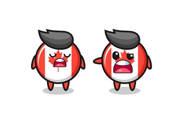 illustration of the argue between two cute canada flag badge characters