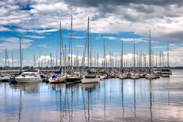 Fototapeta na wymiar Yachts in the harbor of Stralsund, Germany