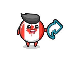 cute canada flag badge hold social media share symbol