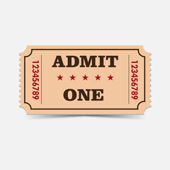 Admit one ticket. Vintage admission ticket .