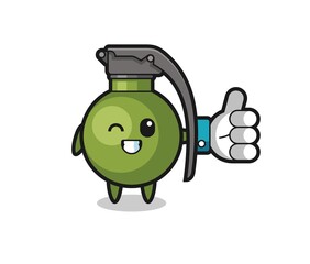 cute grenade with social media thumbs up symbol