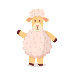 Children's illustration of a pink lamb for print clothes, stickers, linen.