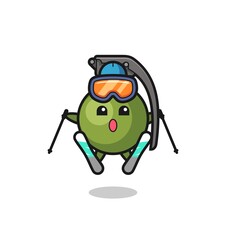 Obraz premium grenade mascot character as a ski player