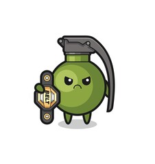grenade mascot character as a MMA fighter with the champion belt