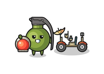 the cute grenade as astronaut with a lunar rover